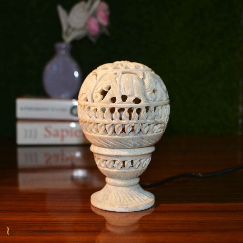 marble table lamp living room lamp bedside lamp office and home décor lamp decorative talbe lamp festive décor lamp handcarved marble lamp soapstone reading lamp ball shaped reading lamp for home decoration