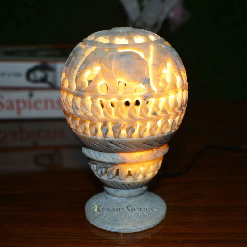 marble table lamp living room lamp bedside lamp office and home décor lamp decorative talbe lamp festive décor lamp handcarved marble lamp soapstone reading lamp ball shaped reading lamp for home decoration