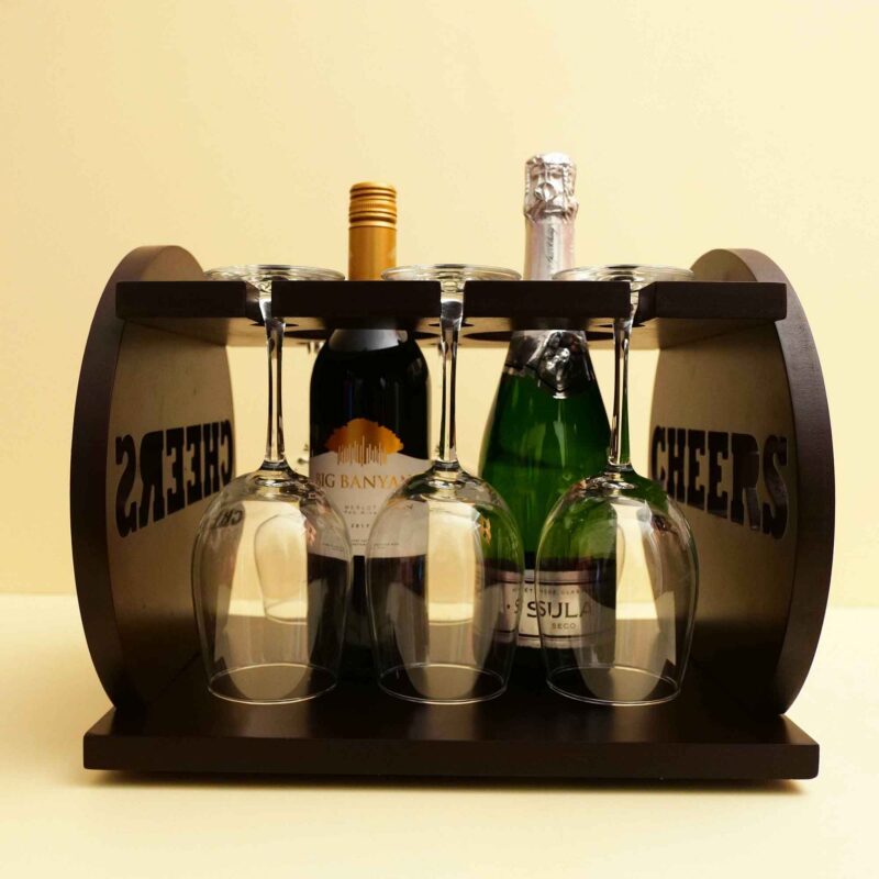 Elfin Bar is one of our exclusive pieces, space-saving rack holder can hold 2 wine bottle and 6 stem wine glass cups. Looks great on your kitchen ‘s countertop, great for displaying and serving bottle and glass for your guests. Note: The mini bar is easy to assemble and disassemble and comes with all the required tools to assemble it along with a written instruction manual.