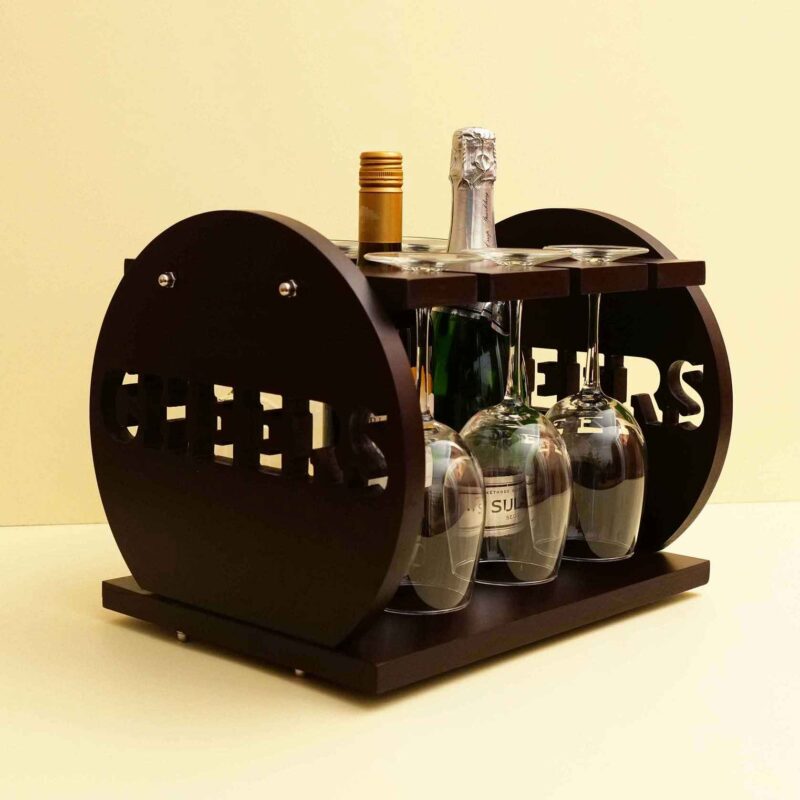 Elfin Bar is one of our exclusive pieces, space-saving rack holder can hold 2 wine bottle and 6 stem wine glass cups. Looks great on your kitchen ‘s countertop, great for displaying and serving bottle and glass for your guests. Note: The mini bar is easy to assemble and disassemble and comes with all the required tools to assemble it along with a written instruction manual.