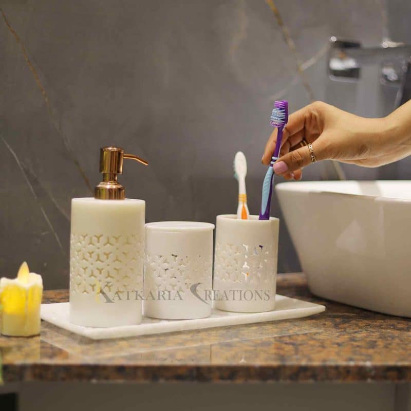 bathroom accessory set marble dispenser toothbursh holder soap dispenser luxury bath accessories set of 4 decorative bath accessories