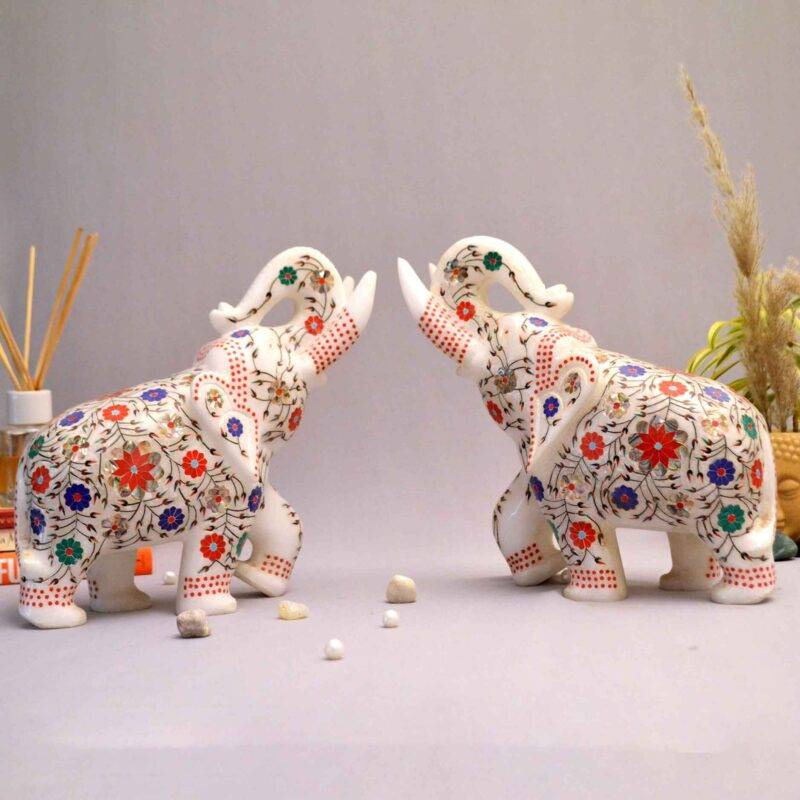 Marble elephant elephant pair marble elephant statue elephant for home decor elephant showpiece elephant for vastu Living room décor Diwali décor items statue for home decor Figurines Marble Idols Ganesh idols Elephant idols