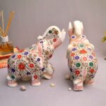 Marble elephant elephant pair marble elephant statue elephant for home decor elephant showpiece elephant for vastu Living room décor Diwali décor items statue for home decor Figurines Marble Idols Ganesh idols Elephant idols