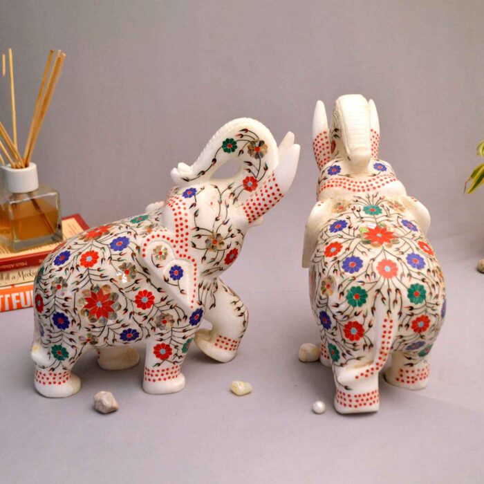 Marble elephant elephant pair marble elephant statue elephant for home decor elephant showpiece elephant for vastu Living room décor Diwali décor items statue for home decor Figurines Marble Idols Ganesh idols Elephant idols