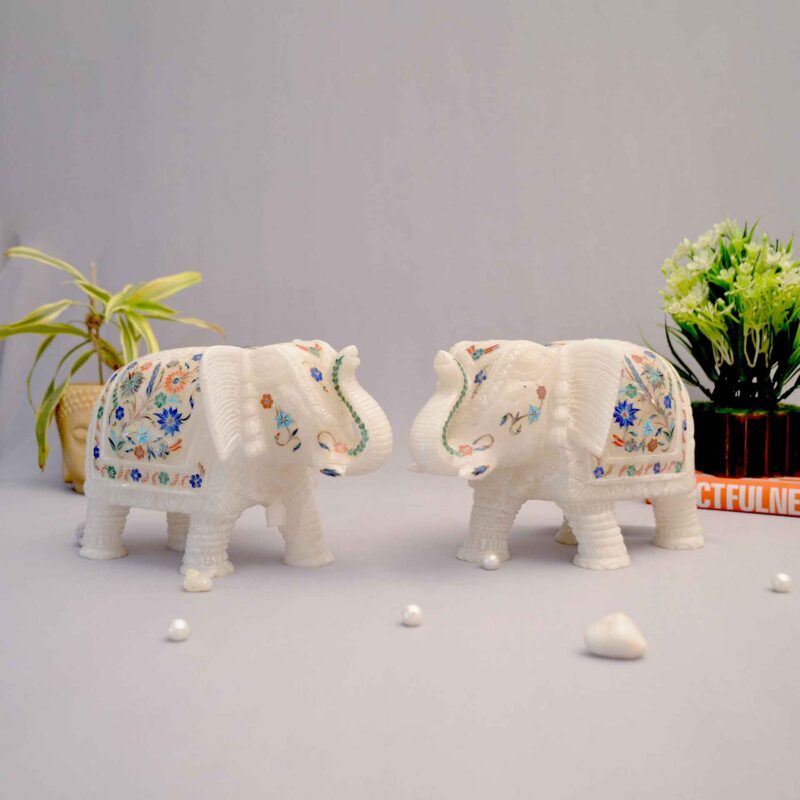 Marble elephant elephant pair marble elephant statue elephant for home decor elephant showpiece elephant for vastu Living room décor Diwali décor items statue for home decor Figurines Marble Idols Ganesh idols Elephant idols