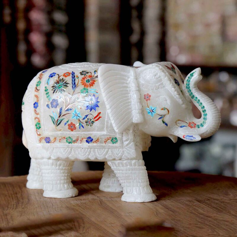 Marble elephant elephant pair marble elephant statue elephant for home decor elephant showpiece elephant for vastu Living room décor Diwali décor items statue for home decor Figurines Marble Idols Ganesh idols Elephant idols