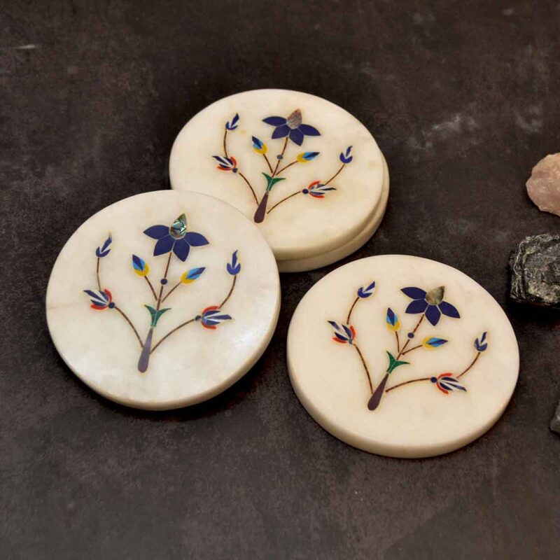 coasters tea coasters set of 6 coasters set of 6 coasters with stand coasters with holder coasters handmade coasters hand painted coasters indian coasters luxury coasters rajasthani coasters round marble coasters set of 6