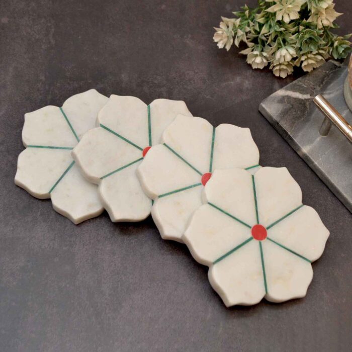 coasters tea coasters set of 6 coasters set of 6 coasters with stand coasters with holder coasters handmade coasters hand painted coasters indian coasters luxury coasters rajasthani coasters round marble coasters set of 6