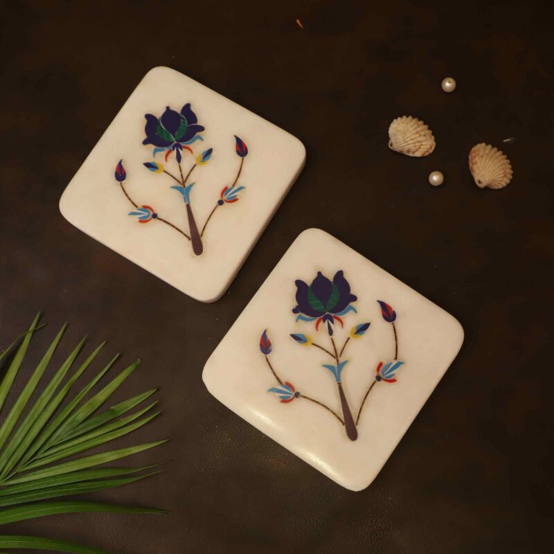 marble coaster handcrafted precious stone inlay coaster tea and coffee coaster cocktail coaster hand carved coaster with designs marble coaster with stand coaster for glasses and dining table