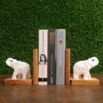 Bookends wood and marble bookend for home and office décor bookend for shelves decorative bookends for kids book holder stand book stopper for home bookend bracket shelves book organiser