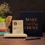 12 zodiac mini desk calendar 2026 with marble base and pampas grass