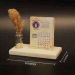 12 zodiac mini desk calendar 2026 with marble base and pampas grass