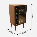 small leather bar cabinet for compact spaces with wooden legs and glass doors