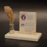 12 zodiac mini desk calendar 2026 with marble base and pampas grass