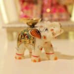 marble elephant diya, brass diya, agarbatti holder, incense stick holder, marble elephant statue, elephant figurine, brass incense stand, marble incense holder Marble Diya diya for puja Agarbatti Stand