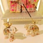 marble elephant diya, brass diya, agarbatti holder, incense stick holder, marble elephant statue, elephant figurine, brass incense stand, marble incense holder Marble Diya diya for puja Agarbatti Stand