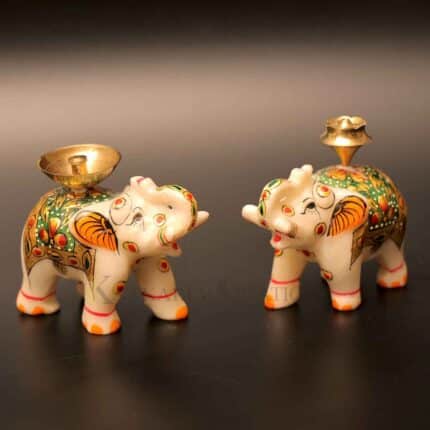 marble elephant diya, brass diya, agarbatti holder, incense stick holder, marble elephant statue, elephant figurine, brass incense stand, marble incense holder Marble Diya diya for puja Agarbatti Stand