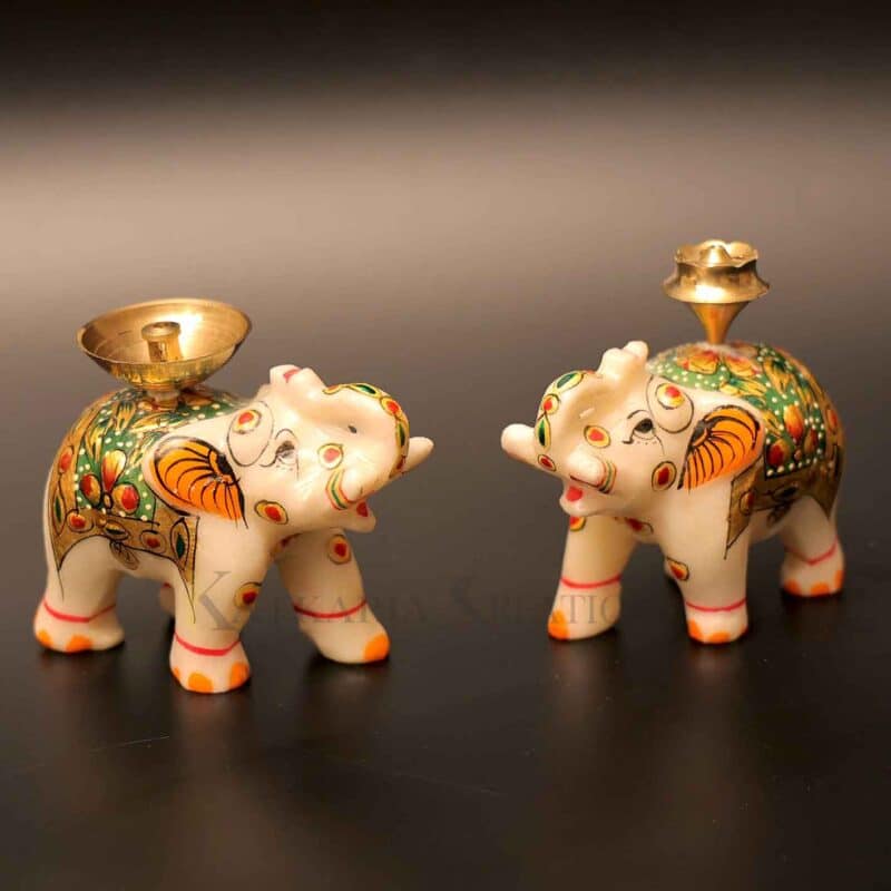 marble elephant diya, brass diya, agarbatti holder, incense stick holder, marble elephant statue, elephant figurine, brass incense stand, marble incense holder Marble Diya diya for puja Agarbatti Stand