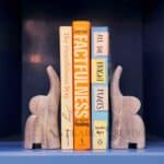 marble bookends, elephant bookends, decorative book holders, white marble bookends, stone bookends