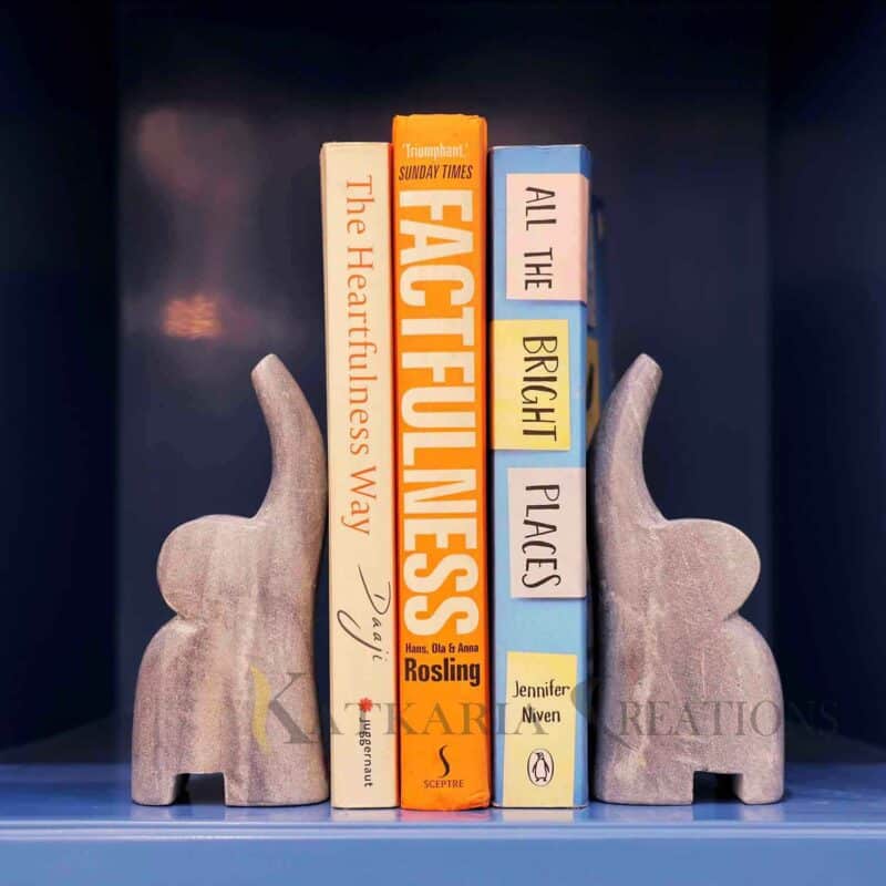 marble bookends, elephant bookends, decorative book holders, white marble bookends, stone bookends