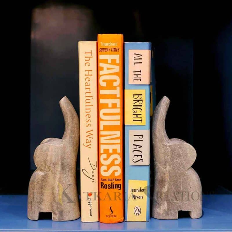 marble bookends, elephant bookends, decorative book holders, white marble bookends, stone bookends