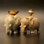 marble elephant diya, brass diya, agarbatti holder, incense stick holder, marble elephant statue, elephant figurine, brass incense stand, marble incense holder Marble Diya diya for puja Agarbatti Stand