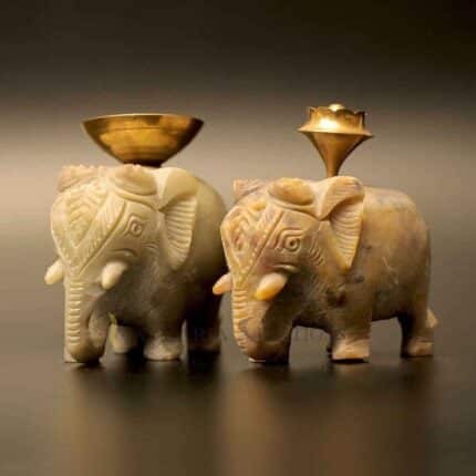 marble elephant diya, brass diya, agarbatti holder, incense stick holder, marble elephant statue, elephant figurine, brass incense stand, marble incense holder Marble Diya diya for puja Agarbatti Stand