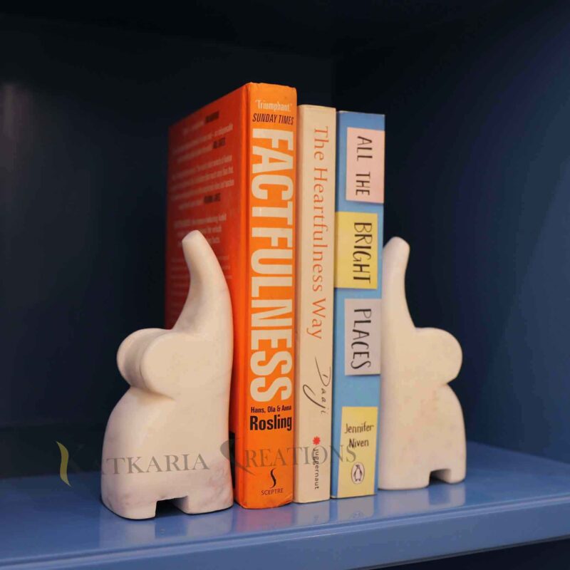 marble bookends, elephant bookends, decorative book holders, white marble bookends, stone bookends