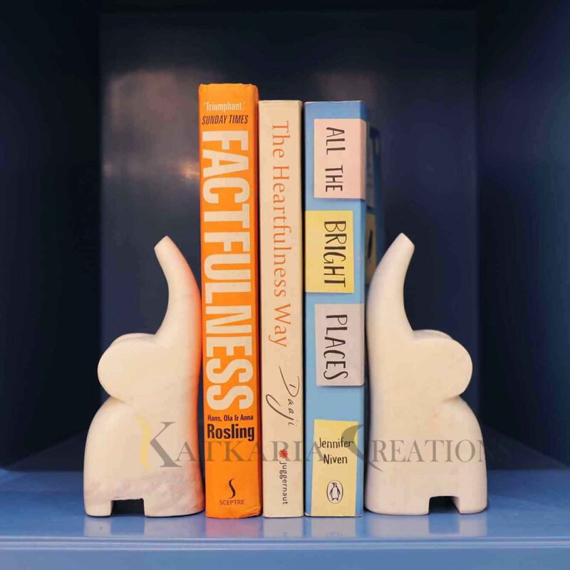 marble bookends, elephant bookends, decorative book holders, white marble bookends, stone bookends