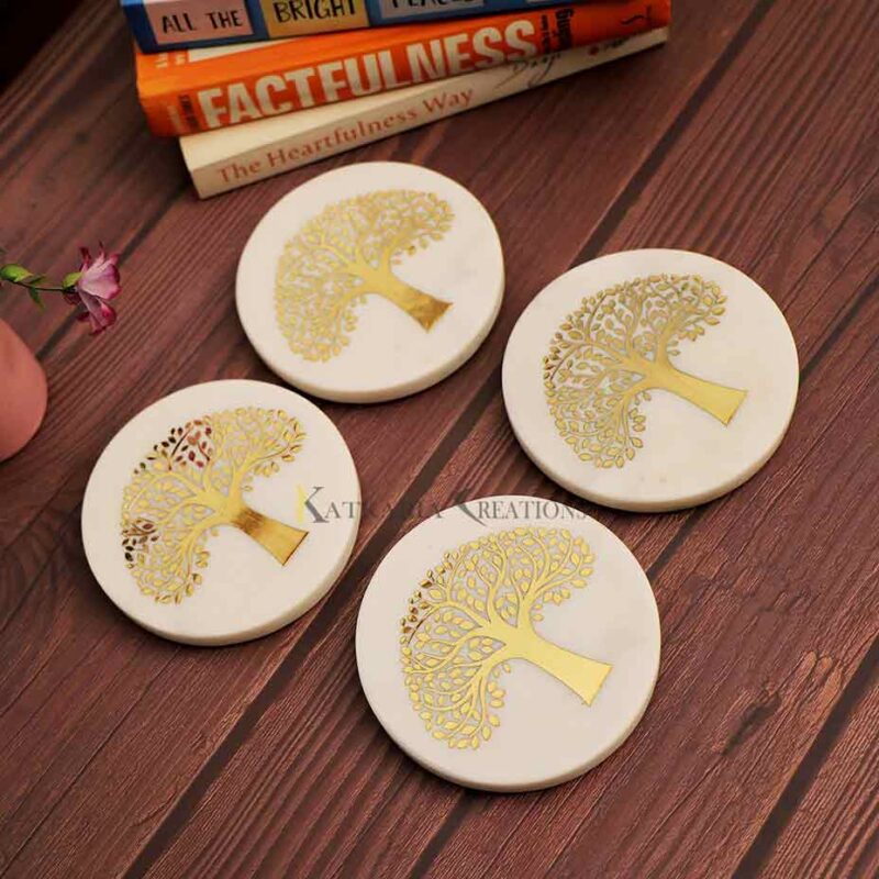 Marble Coasters Set, Coasters Set of 4, Tea Coasters, coaster set for home