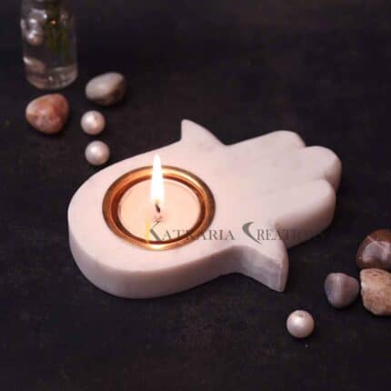 Marble Tea Light Holder tealight holder candle holder tea light stand candle stand Brass Tea Light Holder showpiece Hamsa