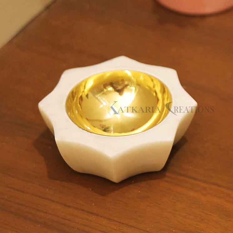 Marble Diya, Brass Diya, Oil Lamp. Diwali Decor