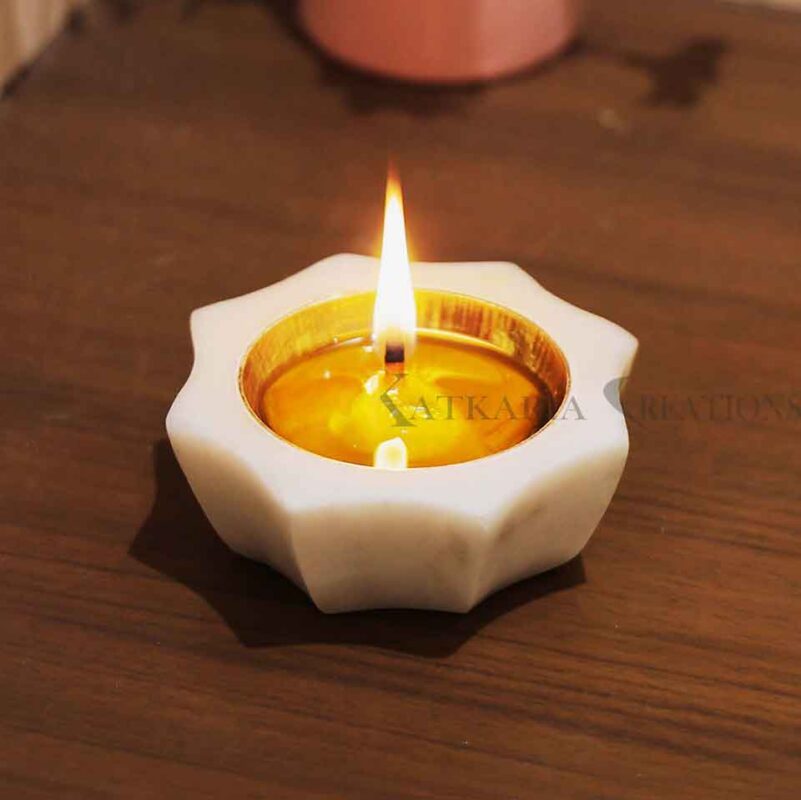 Marble Diya, Brass Diya, Oil Lamp. Diwali Decor